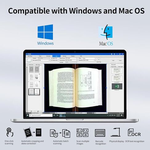VIISAN Document Scanner - USB Document Camera, Capture Size Up to A2, 130 Languages OCR, Auto-Flatten & Deskew Tech, Page Turning Detection, Fast Scan 1.5s/Page, 23MP Book Scanner for Windows & MacOS in Saudi Arabia
