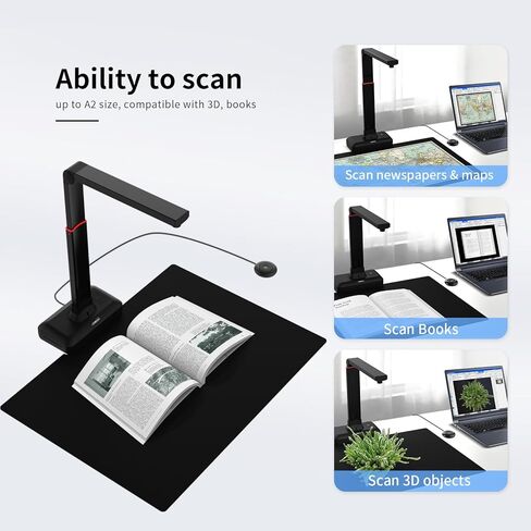 VIISAN Document Scanner - USB Document Camera, Capture Size Up to A2, 130 Languages OCR, Auto-Flatten & Deskew Tech, Page Turning Detection, Fast Scan 1.5s/Page, 23MP Book Scanner for Windows & MacOS in Saudi Arabia