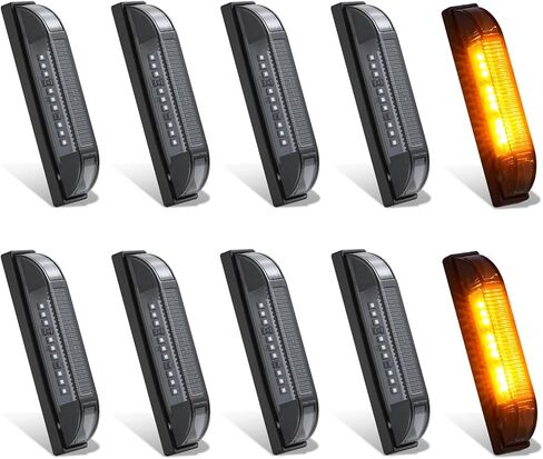 10 قطع 4 بوصة العنبر المدخن LED أضواء علامة المقطورة، 9LED 12 فولت مقاوم للماء سطح جبل مصبغة مجموعة أضواء ماركر لشاحنة بيك اب RV قارب مقطورة التخييم in Kuwait