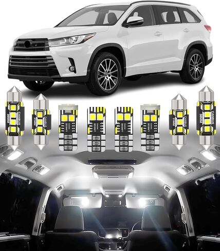 BMT xms Car Interior LED Light Replacement for Toyota Highlander 2014-2019,6000K Super Bright Interior Light Bulbs Package, 13pcs in Kuwait
