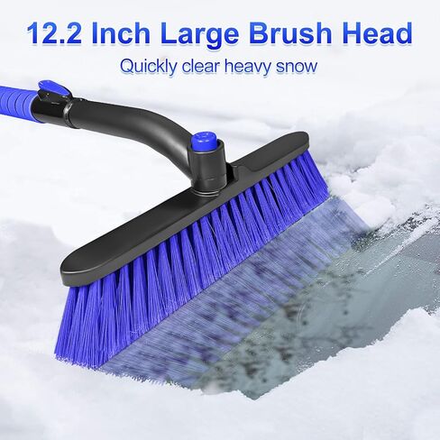SEAAES 35 Inch Ice Scraper and Snow Brush for Car Windshield, Extendable Snow Scraper Brush with Foam Grip for Truck SUV Vehicle Window - Blue in Saudi Arabia