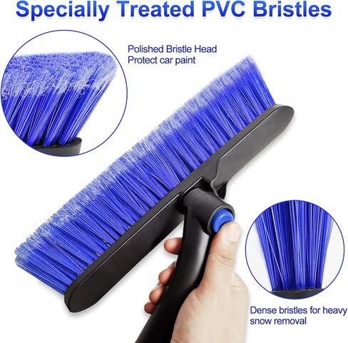 SEAAES 35 Inch Ice Scraper and Snow Brush for Car Windshield, Extendable Snow Scraper Brush with Foam Grip for Truck SUV Vehicle Window - Blue in Saudi Arabia