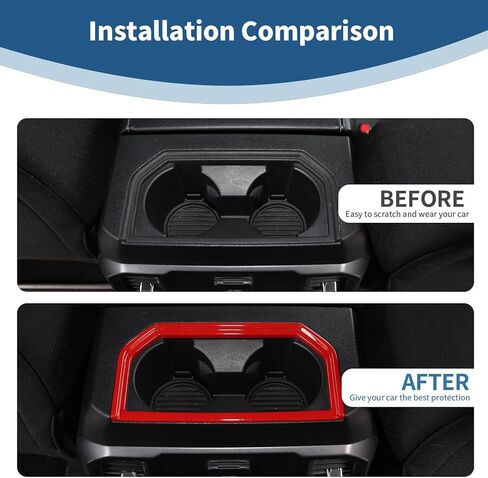 for F150 Armrest Cup Holder Trim Cover Fit for Ford F150 2015-2020 Red Interior Accessories 1pc in Kuwait