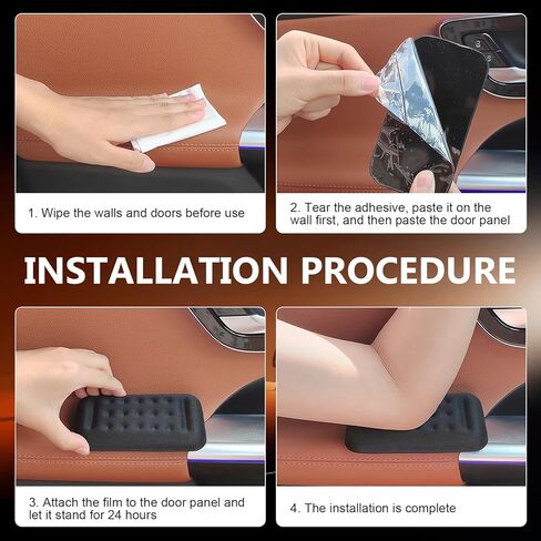 2 PCS Car Arm Rest Elbow Pads, Arm Rest Cushion with Memory Foam Pad for Arm Support, Universal PU Non Slip Auto Armrest Pad, for Most Cars, Trucks, SUVs (Black) in Saudi Arabia