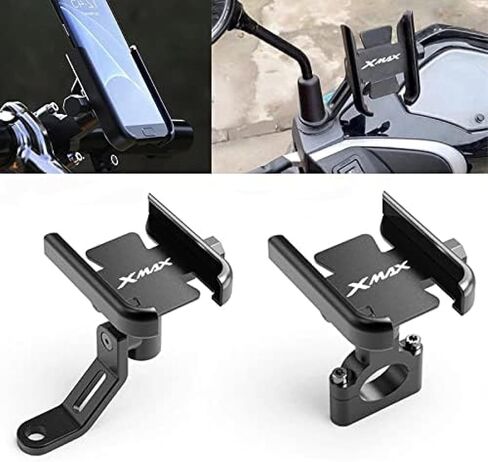 Xmax X-MAX Phone Holder for Motorcycle, Black, Compatible with Xmax X-MAX 125, 250, 300, 400, Rotatable, Handlebar Mount, CNC Aluminum, Smartphones, GPS in Kuwait