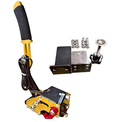 vexshadgor 16 Bit USB Handbrake with Non-Contact Hall Sensor, PC Windows Gaming Handbrake Compatible with G27 G29 G920 G923 Thrustmaster T500 T300, Professional Sim Racing Game Peripheral - gold+clamp in Saudi Arabia