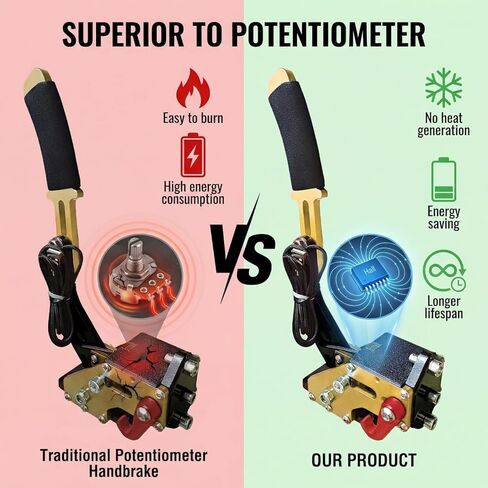 vexshadgor 16 Bit USB Handbrake with Non-Contact Hall Sensor, PC Windows Gaming Handbrake Compatible with G27 G29 G920 G923 Thrustmaster T500 T300, Professional Sim Racing Game Peripheral - gold+clamp in Saudi Arabia