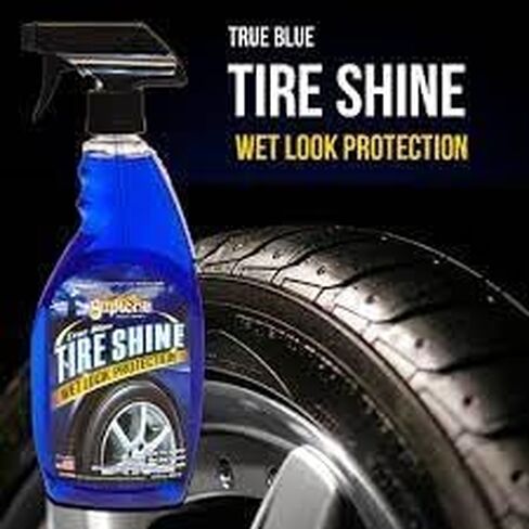 Tire Shine, True Blue Professional Wet Look Dressing, Long Lasting Water Repellent Shine for Tires, Bumpers, Moldings & Vinyl Trim, High Gloss Exterior Protectant (22oz w/ Tire Shine Applicator) in Saudi Arabia