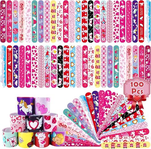 SUNPROUND 100Pcs Halloween Slap Bracelets, Halloween Party Favors Treat Toys for Kids Girls Boys, Slap Bracelets Bulk for Halloween Party Supplies, Halloween Treat Goodie Bags Gifts in Kuwait