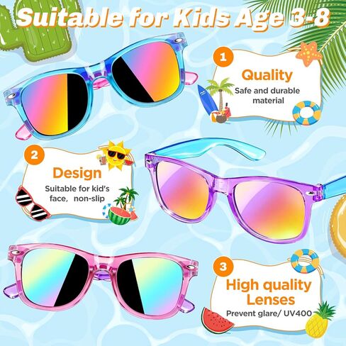 Metemot Kids Sunglasses Bulk Party Favors, Sunglasses for Kids with UV 400 Protection, Neon Sunglasses for Boys and Girls, Party Favor, Birthday Classroom Goodie Bags Party Supplies in Saudi Arabia