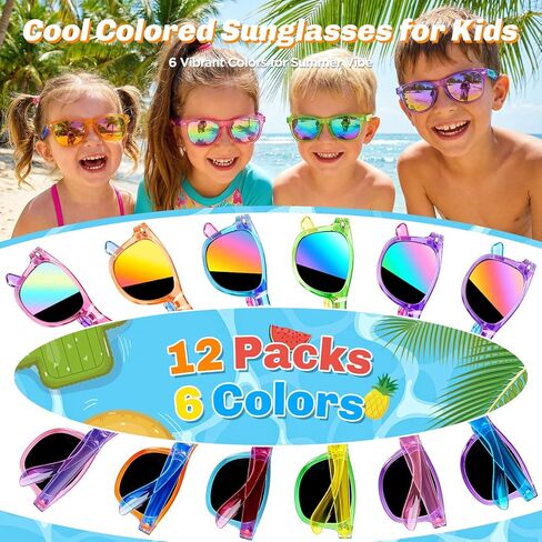 Metemot Kids Sunglasses Bulk Party Favors, Sunglasses for Kids with UV 400 Protection, Neon Sunglasses for Boys and Girls, Party Favor, Birthday Classroom Goodie Bags Party Supplies in Saudi Arabia