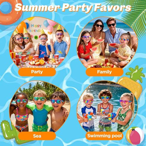 Metemot Kids Sunglasses Bulk Party Favors, Sunglasses for Kids with UV 400 Protection, Neon Sunglasses for Boys and Girls, Party Favor, Birthday Classroom Goodie Bags Party Supplies in Saudi Arabia