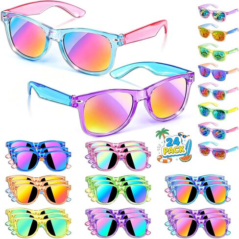 Metemot Kids Sunglasses Bulk Party Favors, Sunglasses for Kids with UV 400 Protection, Neon Sunglasses for Boys and Girls, Party Favor, Birthday Classroom Goodie Bags Party Supplies in Saudi Arabia