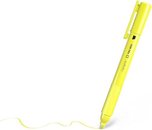 أقلام تحديد الجيب TRU RED مع قبضة، طرف مشطوف، أصفر، 15 عبوة - أقلام تحديد مدمجة للملاحظات والمستندات in Kuwait