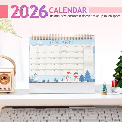 jojofuny 2026-2027 Desk Calendar, Standing Flip Desktop Planner with Thick Paper, Minimalist Pink Calendar for Home Office Decor & Daily Scheduling, 7.48 Inch in Kuwait