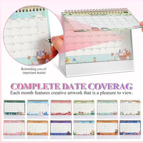 jojofuny 2026-2027 Desk Calendar, Standing Flip Desktop Planner with Thick Paper, Minimalist Pink Calendar for Home Office Decor & Daily Scheduling, 7.48 Inch in Kuwait