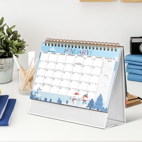 jojofuny 2026-2027 Desk Calendar, Standing Flip Desktop Planner with Thick Paper, Minimalist Pink Calendar for Home Office Decor & Daily Scheduling, 7.48 Inch in Kuwait