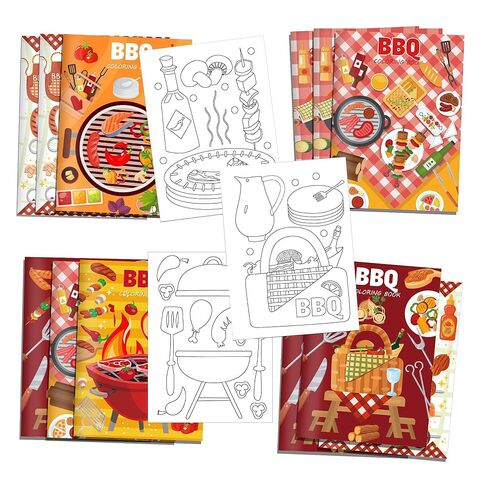 littkeef cliaet 12 Pcs Outdoor BBQ Coloring Books BBQ Party Favors Picnic Mini Coloring Book Bulk for PicnicTheme Birthday Favor DIY Art Drawing Activity Book Set in Kuwait