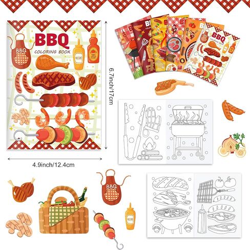 littkeef cliaet 12 Pcs Outdoor BBQ Coloring Books BBQ Party Favors Picnic Mini Coloring Book Bulk for PicnicTheme Birthday Favor DIY Art Drawing Activity Book Set in Kuwait