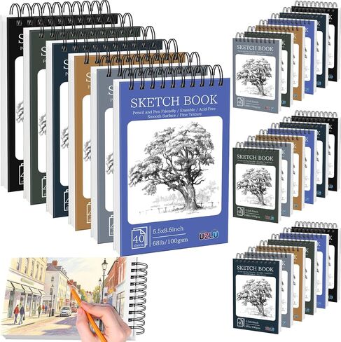 18 حزمة من كتب الرسم السائبة 9 × 12 بوصة كبيرة الحجم لولبية ملزمة لوحات رسم 720 ورقة إجمالية 6 ألوان كراسة الرسم 68lb / 100gsm ورقة رسم خالية من الأحماض للطلاب المبتدئين الفنانين الفصول الدراسية اللوازم الفنية in Kuwait