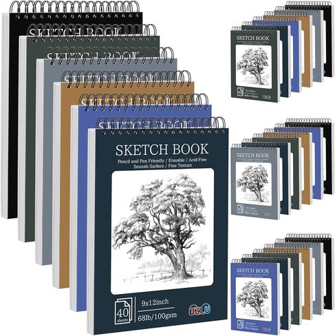 18 Pack Sketch Books Bulk 9x12 Inch Large Top Spiral Bound Sketch Pads 720 Total Sheets 6-Color Sketchbook 68lb/100gsm Acid-Free Drawing Paper for Students Beginners Artists Classroom Art Supplies in Saudi Arabia