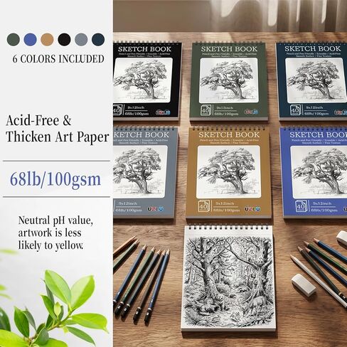 18 Pack Sketch Books Bulk 9x12 Inch Large Top Spiral Bound Sketch Pads 720 Total Sheets 6-Color Sketchbook 68lb/100gsm Acid-Free Drawing Paper for Students Beginners Artists Classroom Art Supplies in Saudi Arabia