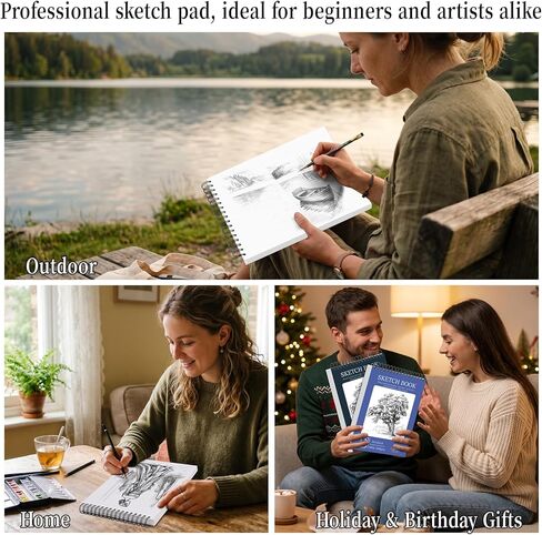 18 Pack Sketch Books Bulk 9x12 Inch Large Top Spiral Bound Sketch Pads 720 Total Sheets 6-Color Sketchbook 68lb/100gsm Acid-Free Drawing Paper for Students Beginners Artists Classroom Art Supplies in Saudi Arabia