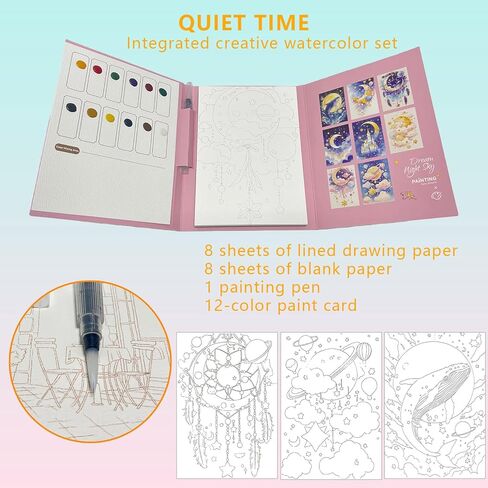 JURHSDEGD 2-Pack Breathly Watercolor Paint Kit for Travel, 3-Fold All-in-One Painting Book for Adults & Beginners in Kuwait