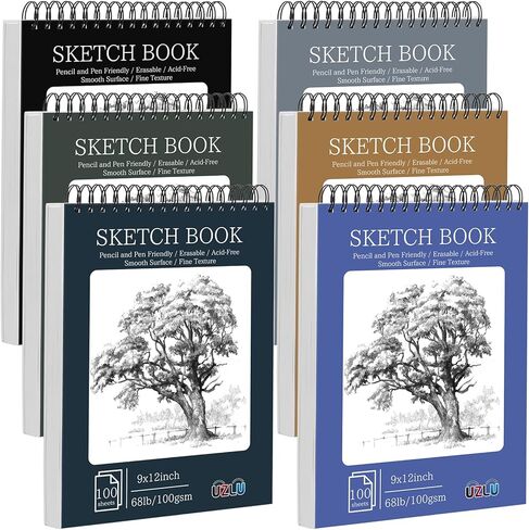 18 Pack Sketch Books Bulk 9x12 Inch Large Top Spiral Bound Sketch Pads 720 Total Sheets 6-Color Sketchbook 68lb/100gsm Acid-Free Drawing Paper for Students Beginners Artists Classroom Art Supplies in Saudi Arabia