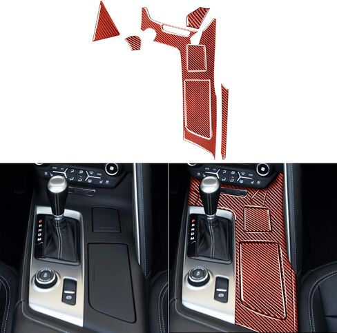 NVCNX Real 3K Carbon Fiber Dashboard Co-Pilot Glove Box Upper Handle Strip Cover Decal Car Interior Trim Accessories for Chevrolet Corvette C7 Z06 2014 2015 2016 2017 2019 Red 4PCS in Kuwait