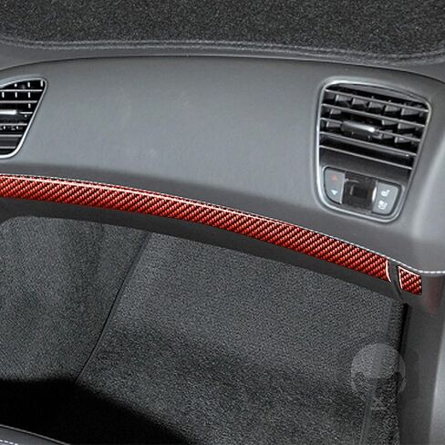 NVCNX Real 3K Carbon Fiber Dashboard Co-Pilot Glove Box Upper Handle Strip Cover Decal Car Interior Trim Accessories for Chevrolet Corvette C7 Z06 2014 2015 2016 2017 2019 Red 4PCS in Kuwait