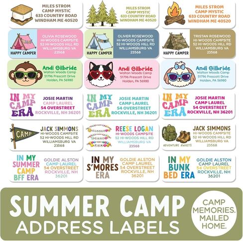 Camp Address Labels – 30 Personalized Waterproof Return Address Stickers – 18 Design Choices for Kids Camp Mail & Packages in Saudi Arabia