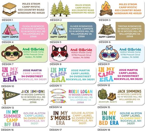 Camp Address Labels – 30 Personalized Waterproof Return Address Stickers – 18 Design Choices for Kids Camp Mail & Packages in Saudi Arabia