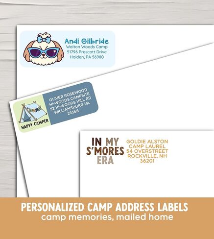 Camp Address Labels – 30 Personalized Waterproof Return Address Stickers – 18 Design Choices for Kids Camp Mail & Packages in Saudi Arabia