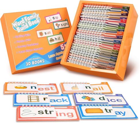 30 Read and Rhyme Flip Books, Preschool Enlightenment ABC Flash Cards, Attractive Word Family Build Book for Kids, Read & Spell Phonics Flash Cards, Read and Rhyme Flip Book for Homes and School. in Saudi Arabia