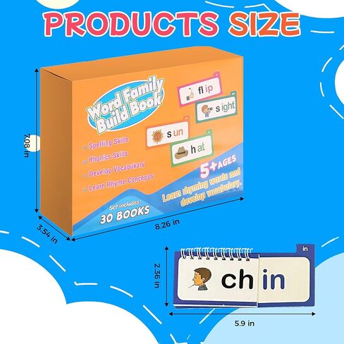 30 Read and Rhyme Flip Books, Preschool Enlightenment ABC Flash Cards, Attractive Word Family Build Book for Kids, Read & Spell Phonics Flash Cards, Read and Rhyme Flip Book for Homes and School. in Saudi Arabia