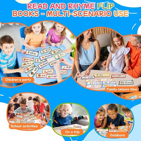 30 Read and Rhyme Flip Books, Preschool Enlightenment ABC Flash Cards, Attractive Word Family Build Book for Kids, Read & Spell Phonics Flash Cards, Read and Rhyme Flip Book for Homes and School. in Saudi Arabia