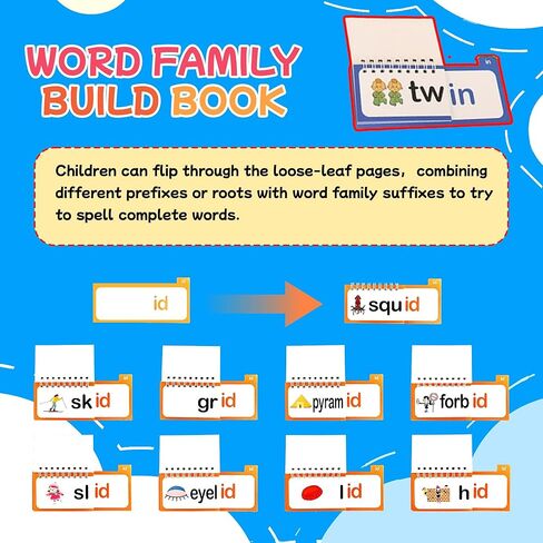 30 Read and Rhyme Flip Books, Preschool Enlightenment ABC Flash Cards, Attractive Word Family Build Book for Kids, Read & Spell Phonics Flash Cards, Read and Rhyme Flip Book for Homes and School. in Saudi Arabia