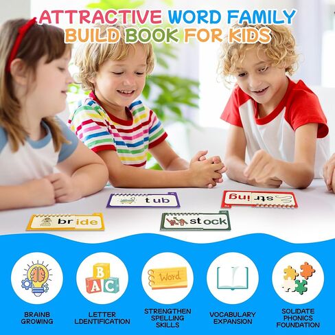 30 Read and Rhyme Flip Books, Preschool Enlightenment ABC Flash Cards, Attractive Word Family Build Book for Kids, Read & Spell Phonics Flash Cards, Read and Rhyme Flip Book for Homes and School. in Saudi Arabia
