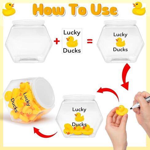 Yopyame Lucky Ducks for Classroom Jar - 36pcs Mini Duck for Classroom Management Bulk with 1 Pen 1 Plastic Jar 1 Lucky Ducks Sticker Season Management Tool for Back to School Student Teacher Gifts in Kuwait