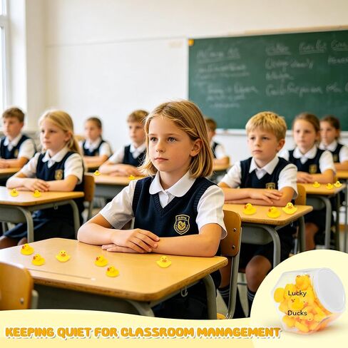 Yopyame Lucky Ducks for Classroom Jar - 36pcs Mini Duck for Classroom Management Bulk with 1 Pen 1 Plastic Jar 1 Lucky Ducks Sticker Season Management Tool for Back to School Student Teacher Gifts in Kuwait