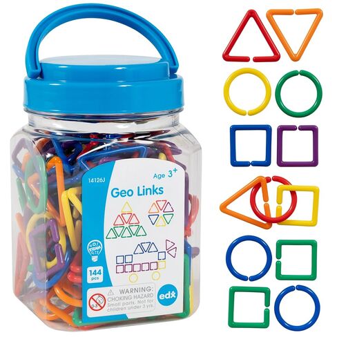 edxeducation Geo Links | Mini Jar | Set of 144 | Linking Shapes | 6 Colors | Practice Shape Recognition, Counting, Sorting and More in Kuwait