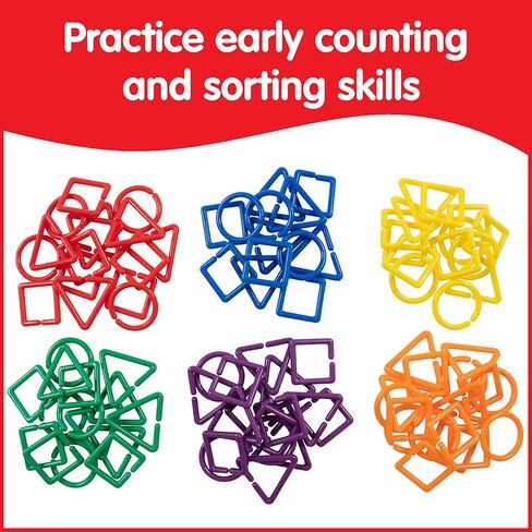 edxeducation Geo Links | Mini Jar | Set of 144 | Linking Shapes | 6 Colors | Practice Shape Recognition, Counting, Sorting and More in Kuwait