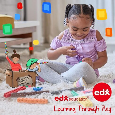 edxeducation Geo Links | Mini Jar | Set of 144 | Linking Shapes | 6 Colors | Practice Shape Recognition, Counting, Sorting and More in Kuwait