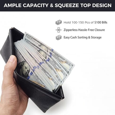 4 Pack Squeeze Top Money Bag, PU Leather Cash Pouches, 7.87 X 4.3 Inch Portable Cash Bag, Multipurpose Money Envelopes Bank Deposit Bags for Daily Use Money Saving Binder in Saudi Arabia