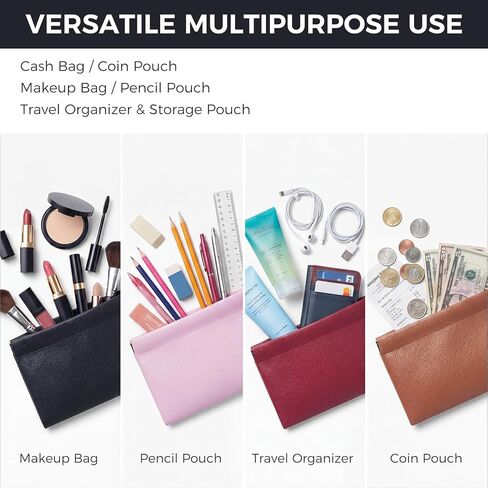 4 Pack Squeeze Top Money Bag, PU Leather Cash Pouches, 7.87 X 4.3 Inch Portable Cash Bag, Multipurpose Money Envelopes Bank Deposit Bags for Daily Use Money Saving Binder in Saudi Arabia