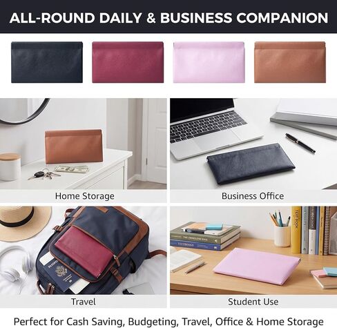 4 Pack Squeeze Top Money Bag, PU Leather Cash Pouches, 7.87 X 4.3 Inch Portable Cash Bag, Multipurpose Money Envelopes Bank Deposit Bags for Daily Use Money Saving Binder in Saudi Arabia