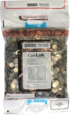 ControlTek CoinLok مقاس 13 بوصة × 25 بوصة، شفاف، 50 كيسًا، حقيبة عملات معدنية مقاومة للتلاعب، حقيبة نقود لتسجيل النقود للإيداع البنكي، حقائب أمان تحمل ما يصل إلى 25 رطلاً من العملات المعدنية 585097 in Kuwait