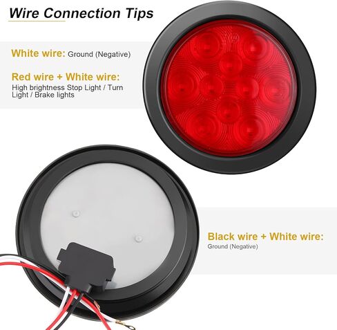 Retisee 20 قطعة 4 بوصة مصابيح LED مستديرة للمقطورة 12 مصباح LED مقاوم للماء 4 بوصة 12 فولت إيقاف الفرامل إيقاف تشغيل أضواء المقطورة مختومة للتركيب على شاحنة RV (أحمر) in Kuwait