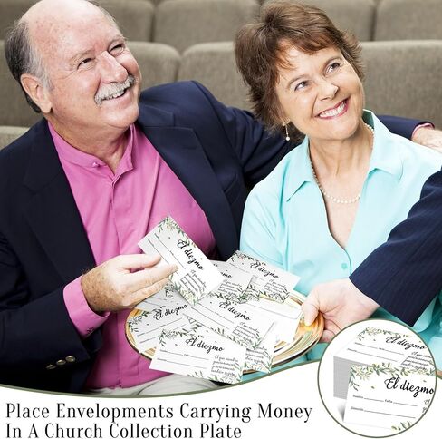 Woanger 500 Count Spanish Offering Envelopes Tithe Donation Tithes and Offering for Church Supplies(Leaf) in Kuwait